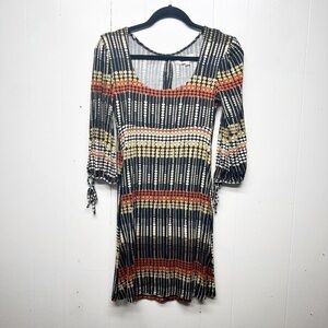 Costa Blanca Bohemian Multicolor Long Sleeve Pullover Scoop Neck Women's Dress S